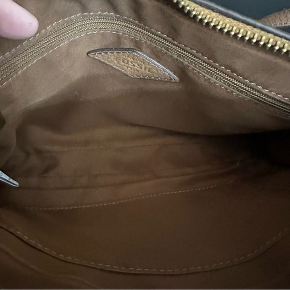 Fossil Gemma Tan/Brown Pebbled Leather Crossbody Handbag Purse Shoulder Bag - Picture 5 of 10